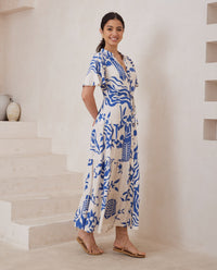 Thumbnail for Samantha Maxi Dress - Blue Ivory