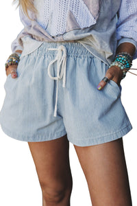 Thumbnail for Sky Stripe Denim Shorts - Light Blue