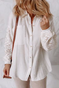 Thumbnail for Wontina Gauze Lace Shirt - White