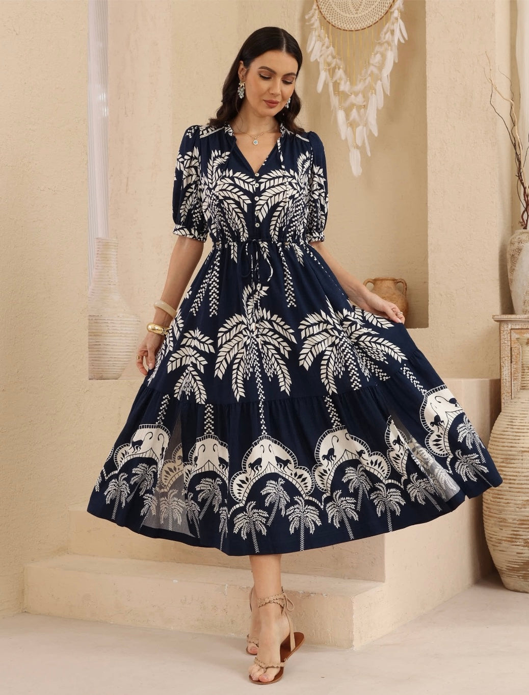 Sundance Maxi Dress -Navy Print