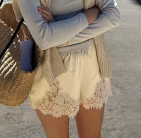 Thumbnail for Yasmina Lace Shorts - Ivory White