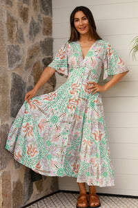 Thumbnail for Bec Dress -Palm Pastel