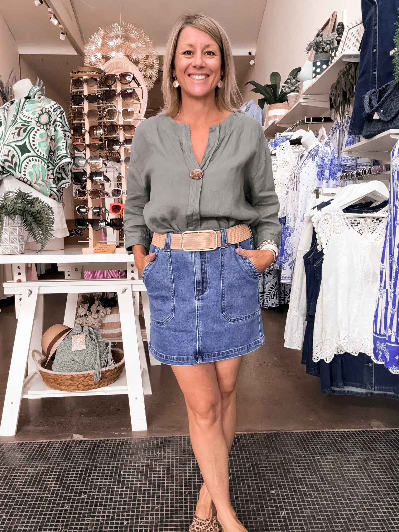 Leoni Denim Skirt - Mid Blue