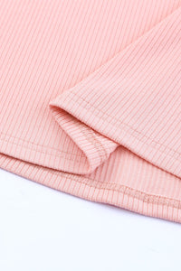 Thumbnail for Pink Dotty Mesh Ruffle Sleeve Ribbed Knit Top