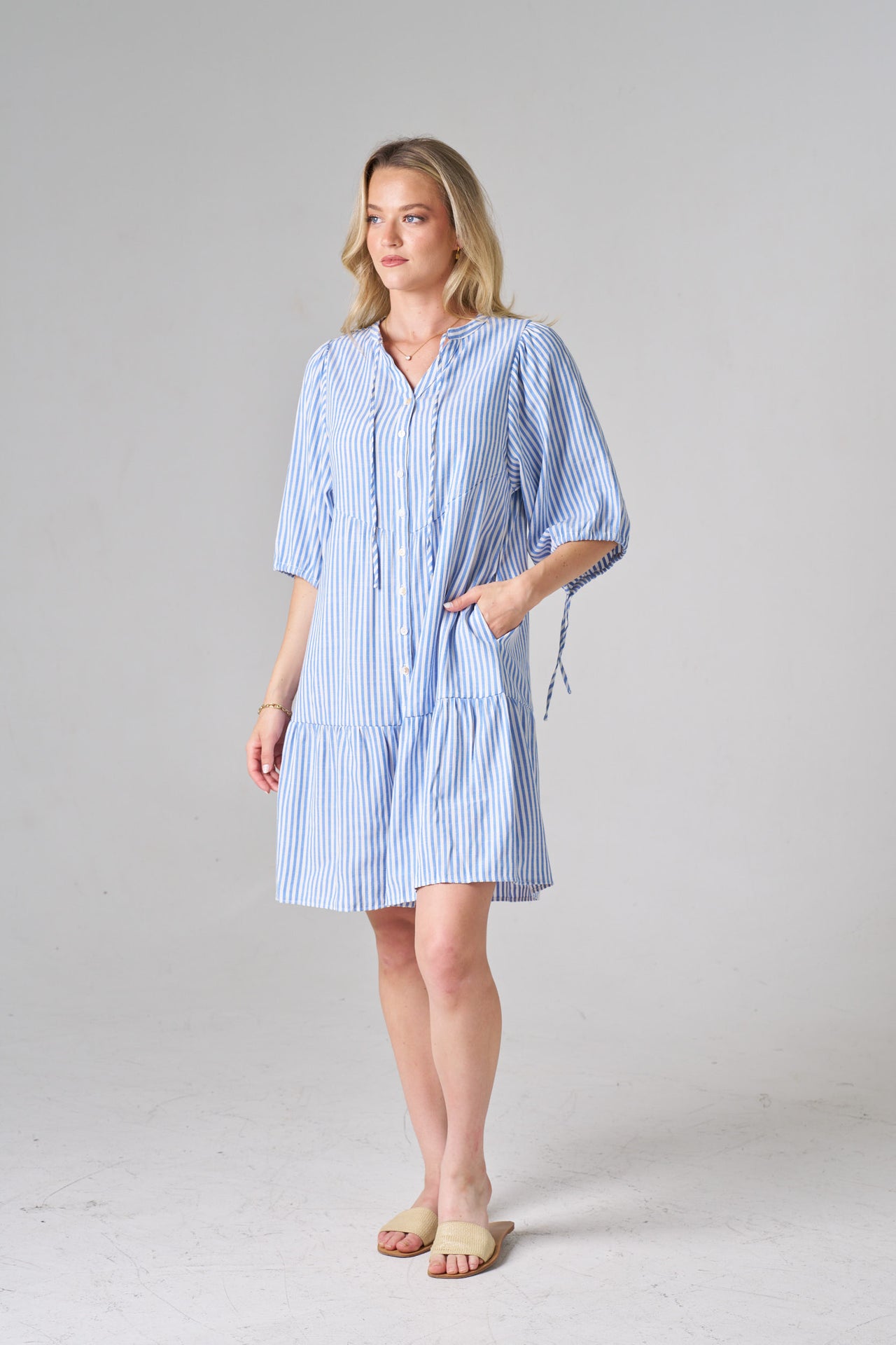 Gini Mini Dress - Blue Stripe