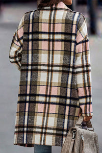 Thumbnail for Tartan Longline Shacket - Pink
