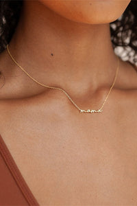 Thumbnail for Gold Tiny Mama Script Necklace