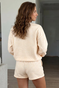 Thumbnail for Yellow Plaid Baggy Pullover Drawstring Casual Shorts 2pcs Outfit