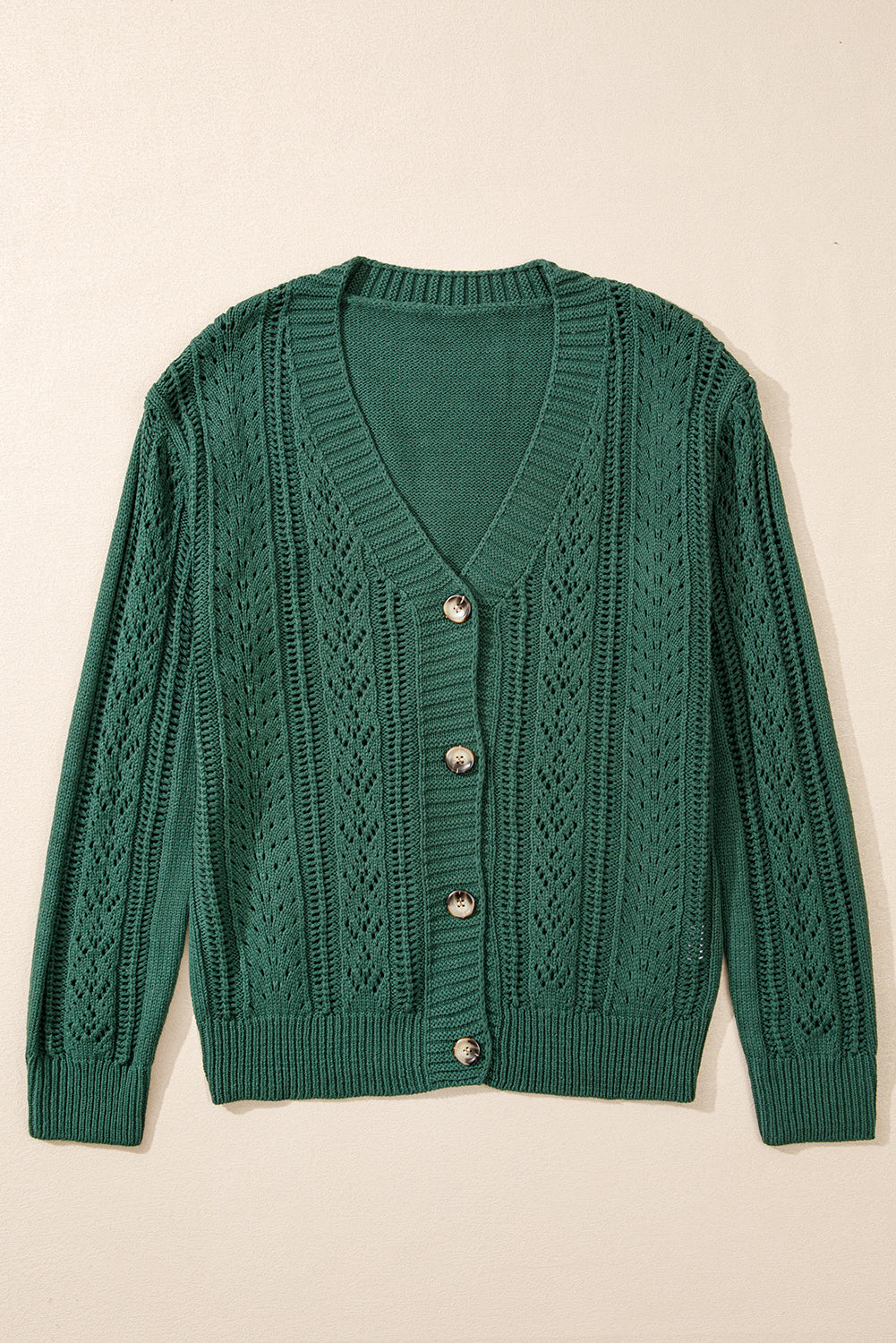 Ivy Pointelle Cardigan - Green