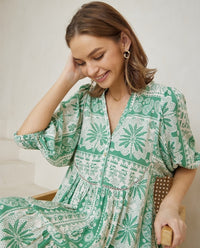 Thumbnail for Giana Midi Dress - Green Palm