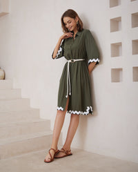 Thumbnail for Olive Shirt Dress - Khaki
