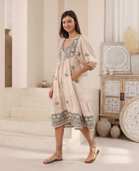 Thumbnail for Gigi Midi Dress - Forest Palm Embroidery