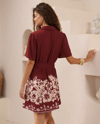 Thumbnail for Olive Shirt Dress - Wine