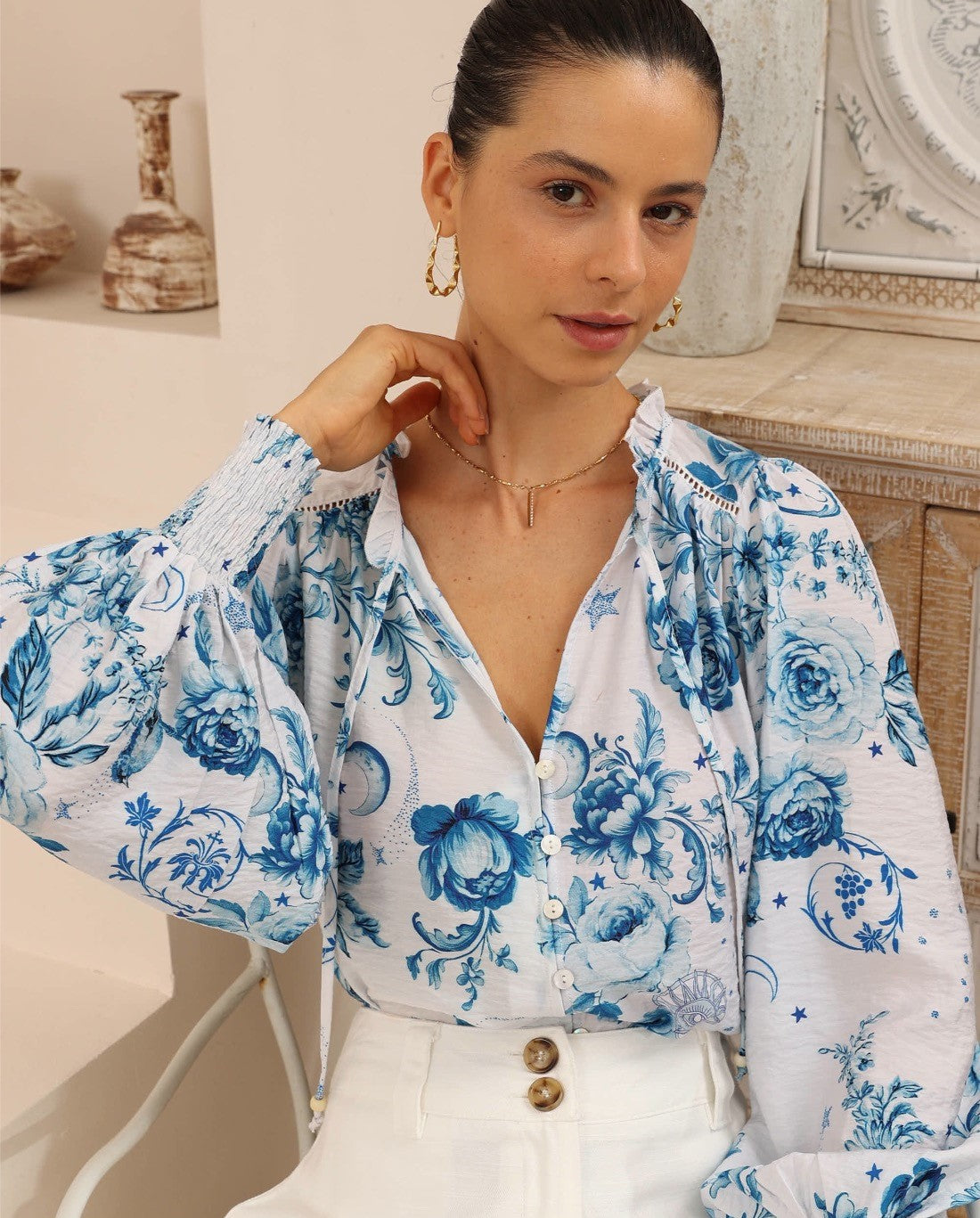 Benzo Blouse- Floral Orbit