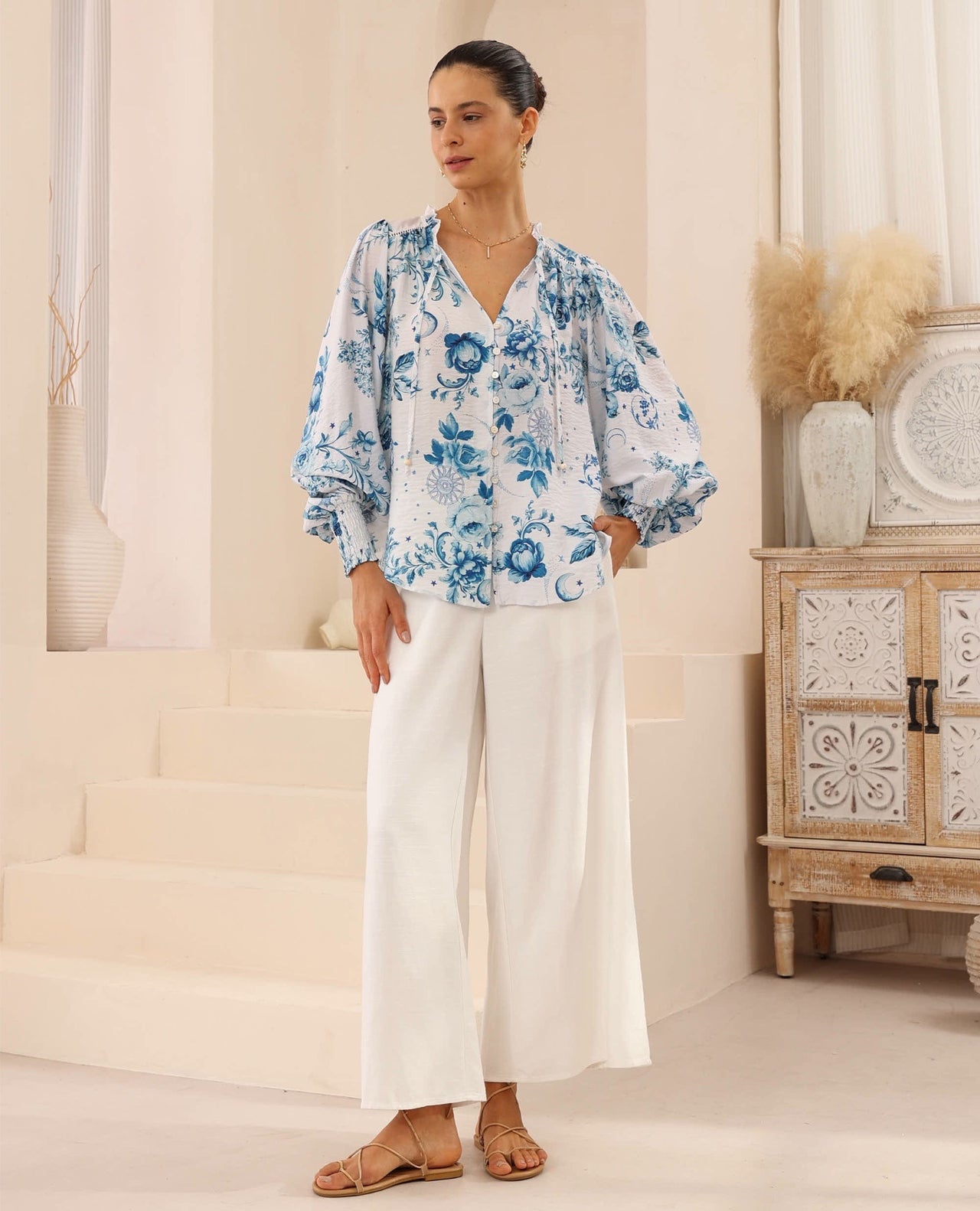 Benzo Blouse- Floral Orbit