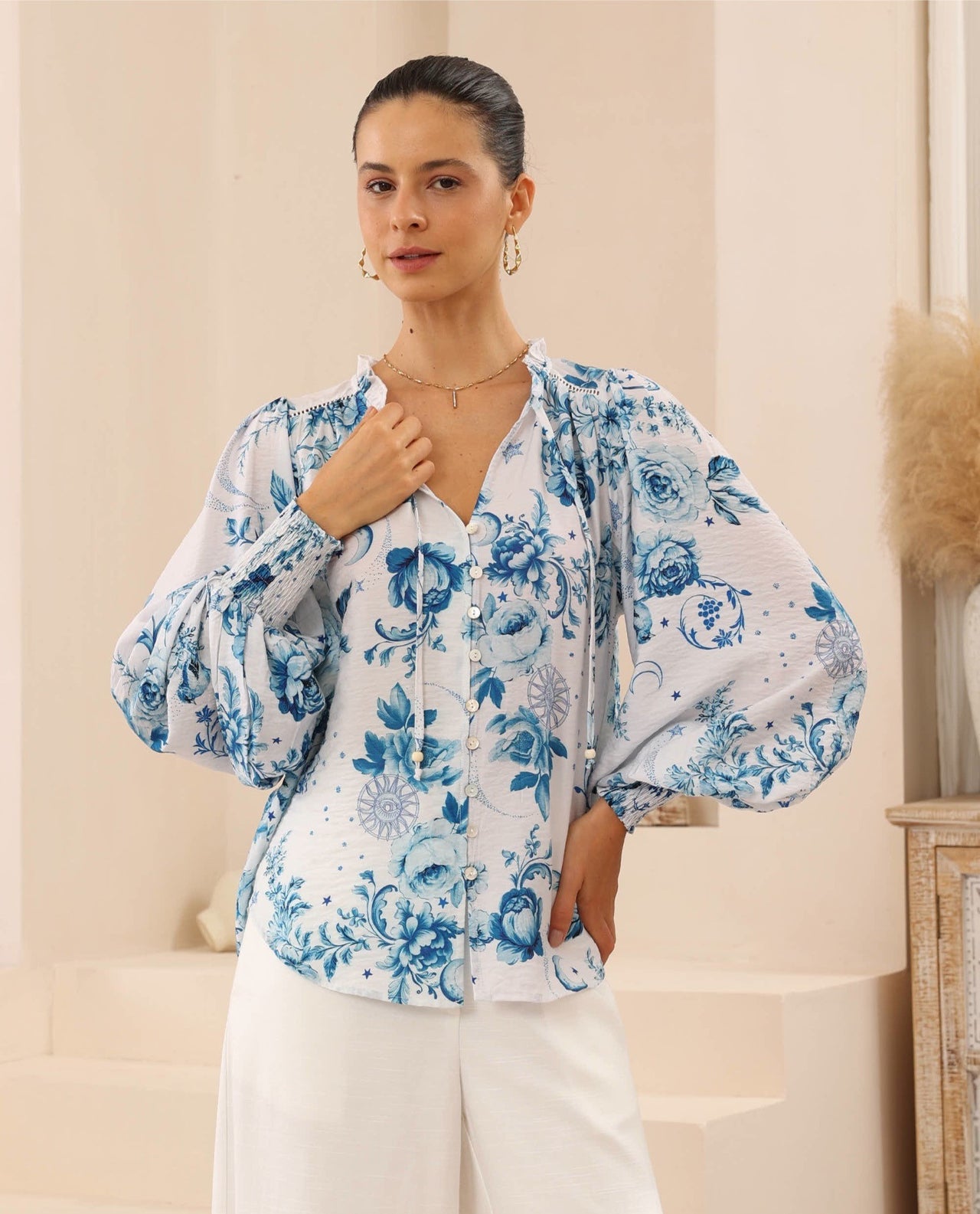 Benzo Blouse- Floral Orbit