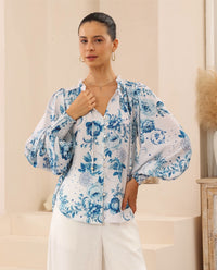 Thumbnail for Benzo Blouse- Floral Orbit