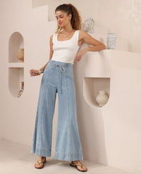 Thumbnail for Helena Wide Leg Jean - Light Blue