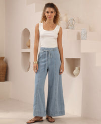 Thumbnail for Helena Wide Leg Jean - Light Blue