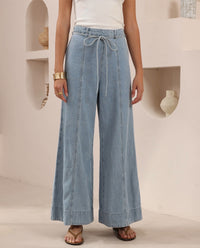 Thumbnail for Helena Wide Leg Jean - Light Blue