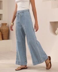 Thumbnail for Helena Wide Leg Jean - Light Blue