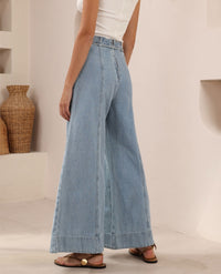 Thumbnail for Helena Wide Leg Jean - Light Blue