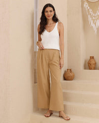 Thumbnail for Trisha Pinstripe Pant - Deep Beige