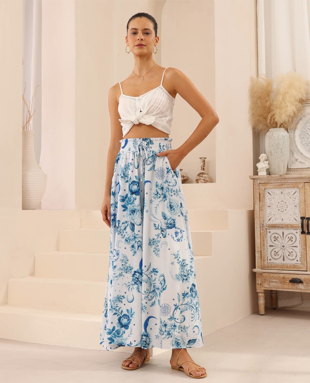 Eadie Wide Leg Pants - Universe Floral