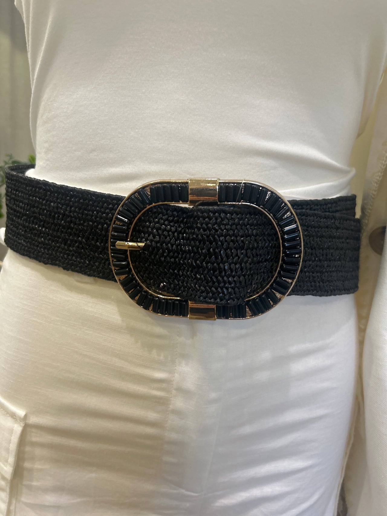 Brandy  Belt - Black with Gold Trim Buckle