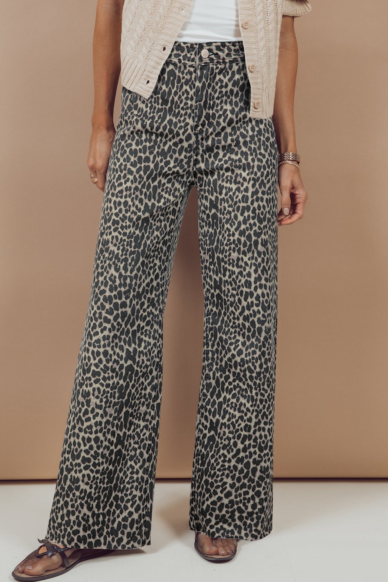 Wildcat Wide-Leg Jeans - Khaki Leopard