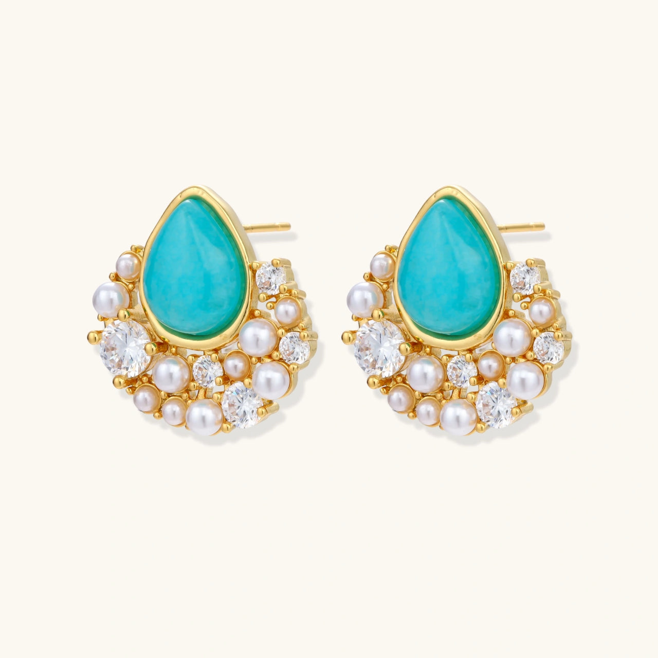 Azure Dreams Earrings - Turquoise Gold