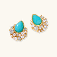 Thumbnail for Azure Dreams Earrings - Turquoise Gold