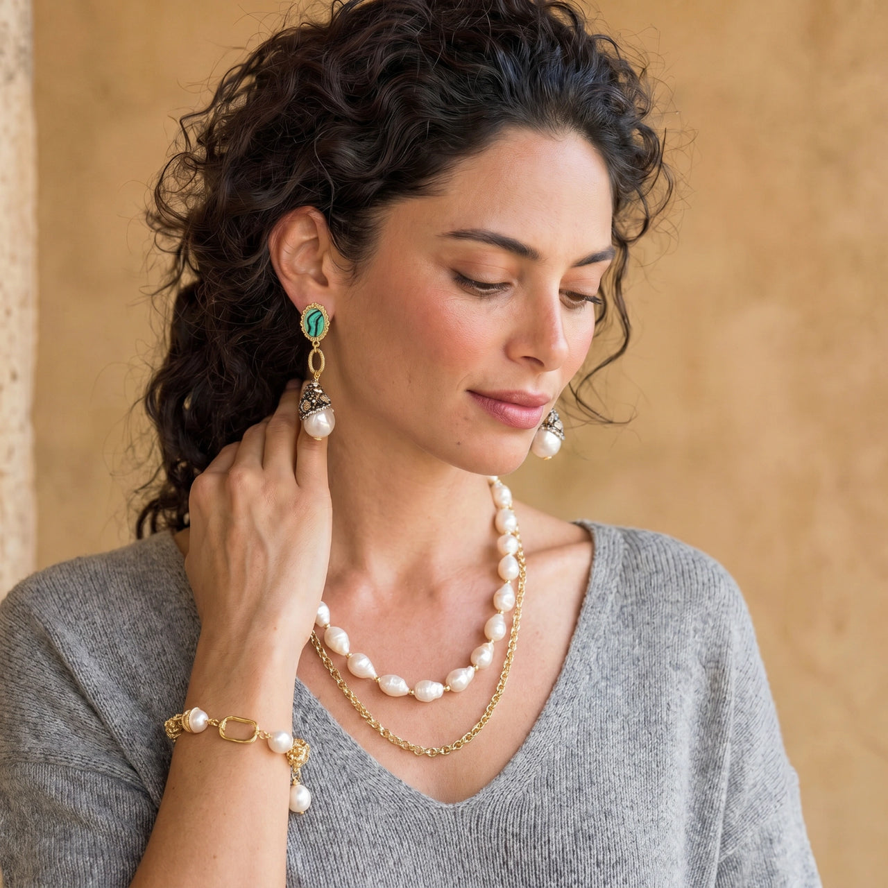 Golden Pearl Chain Bracelet