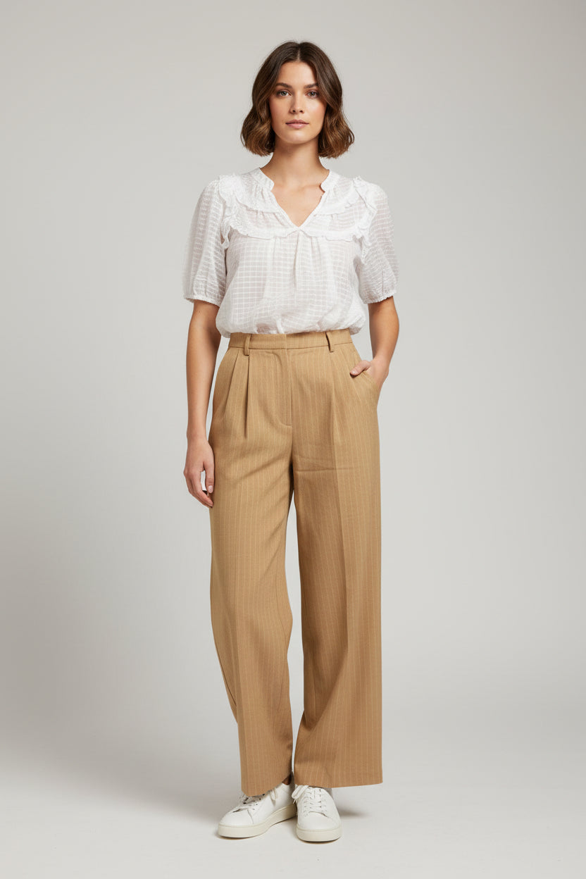 Trisha Pinstripe Pant - Deep Beige