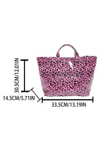 Thumbnail for Rose Red Leopard PU Leather Water Proof Tote Bag