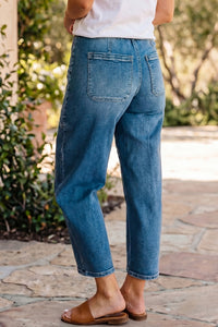 Thumbnail for Ashleigh Blue Drawstring Waist Ankle Length Casual Jeans Regular Fit Pocket Detail Denim Pants