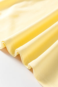 Thumbnail for Yellow Cream Eyelet Embroidered Lace Splicing Sleeve Loose T Shirt Dress