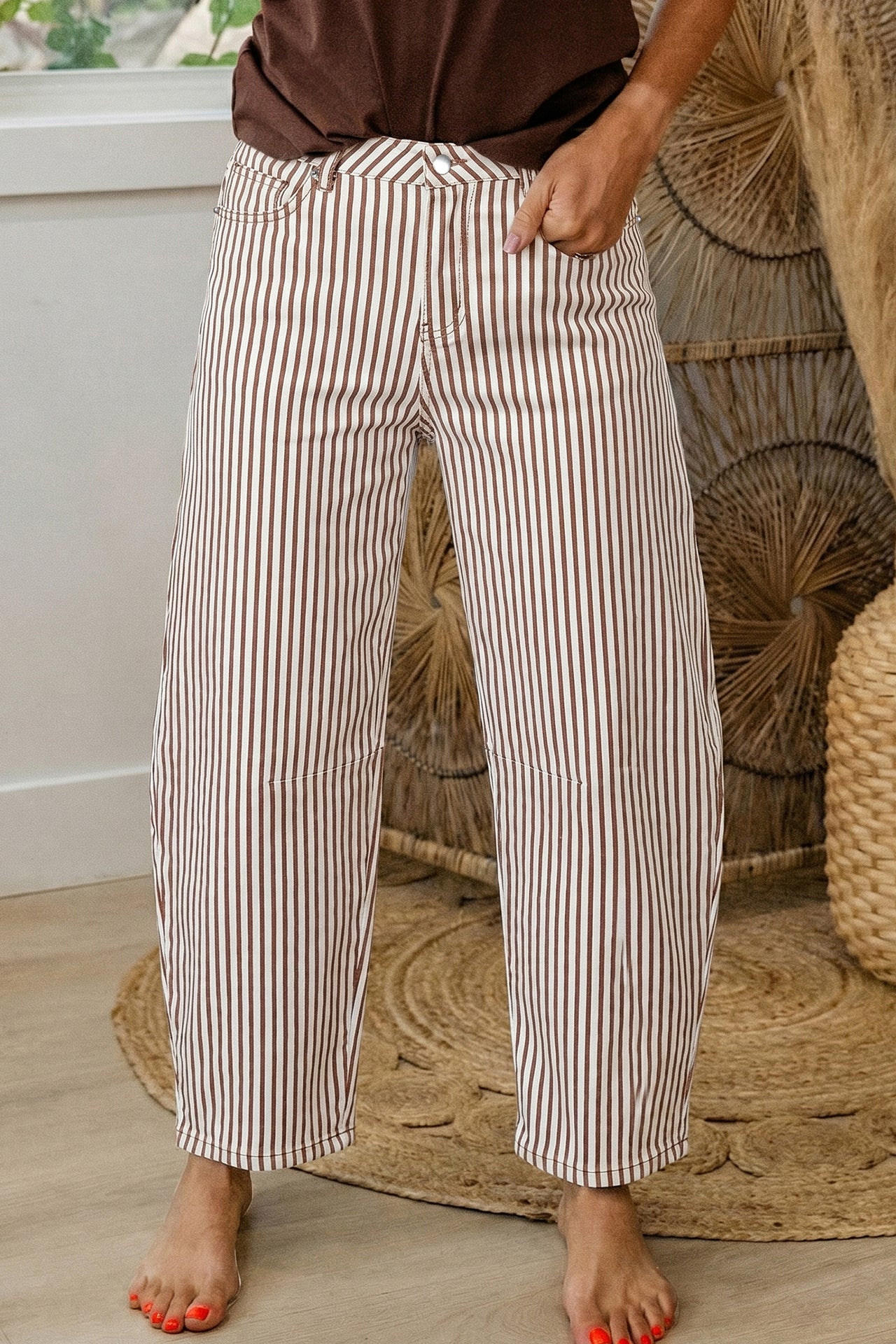 Violet Stripe Jean - Brown