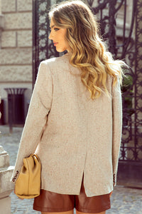 Thumbnail for Harlow Tweed Blazer - Oatmeal
