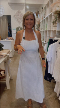 Thumbnail for Hannah Halter Dress - Sand  Stripe