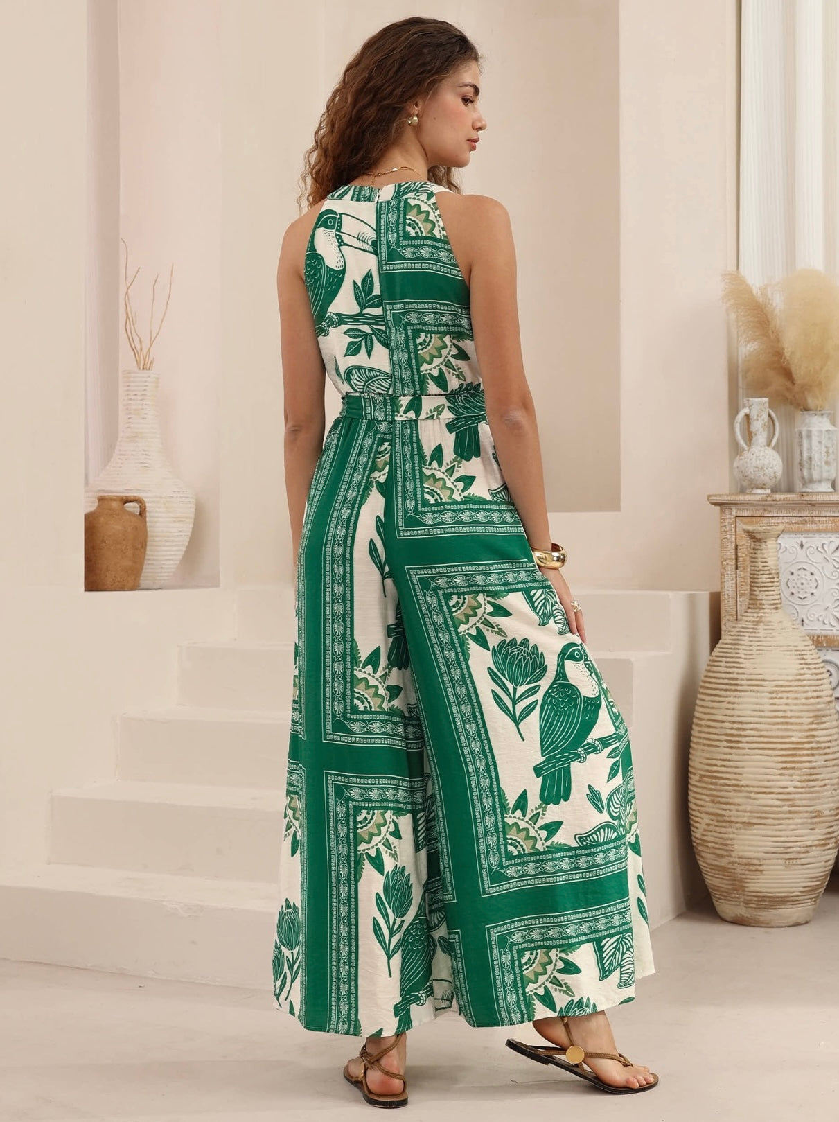 Katie Jumpsuit - Green/White