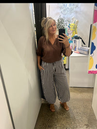 Thumbnail for Beau Balloon Pants - Choc Stripe