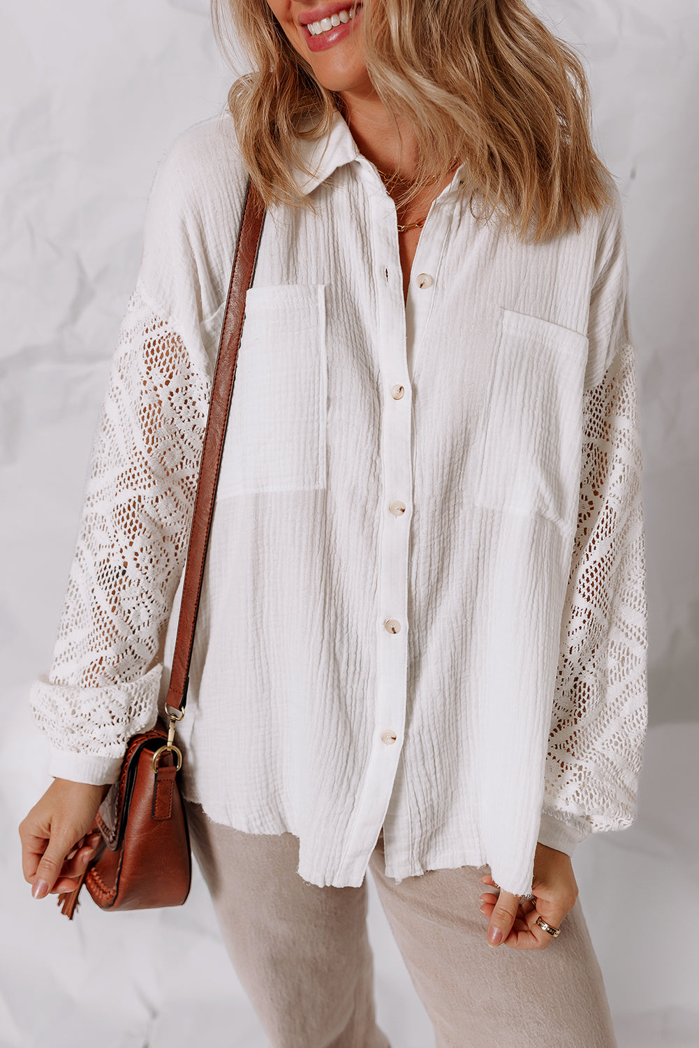 Wontina Gauze Lace Shirt - White
