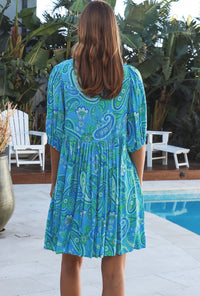 Thumbnail for Gini Mini Dress -Blue Paisley