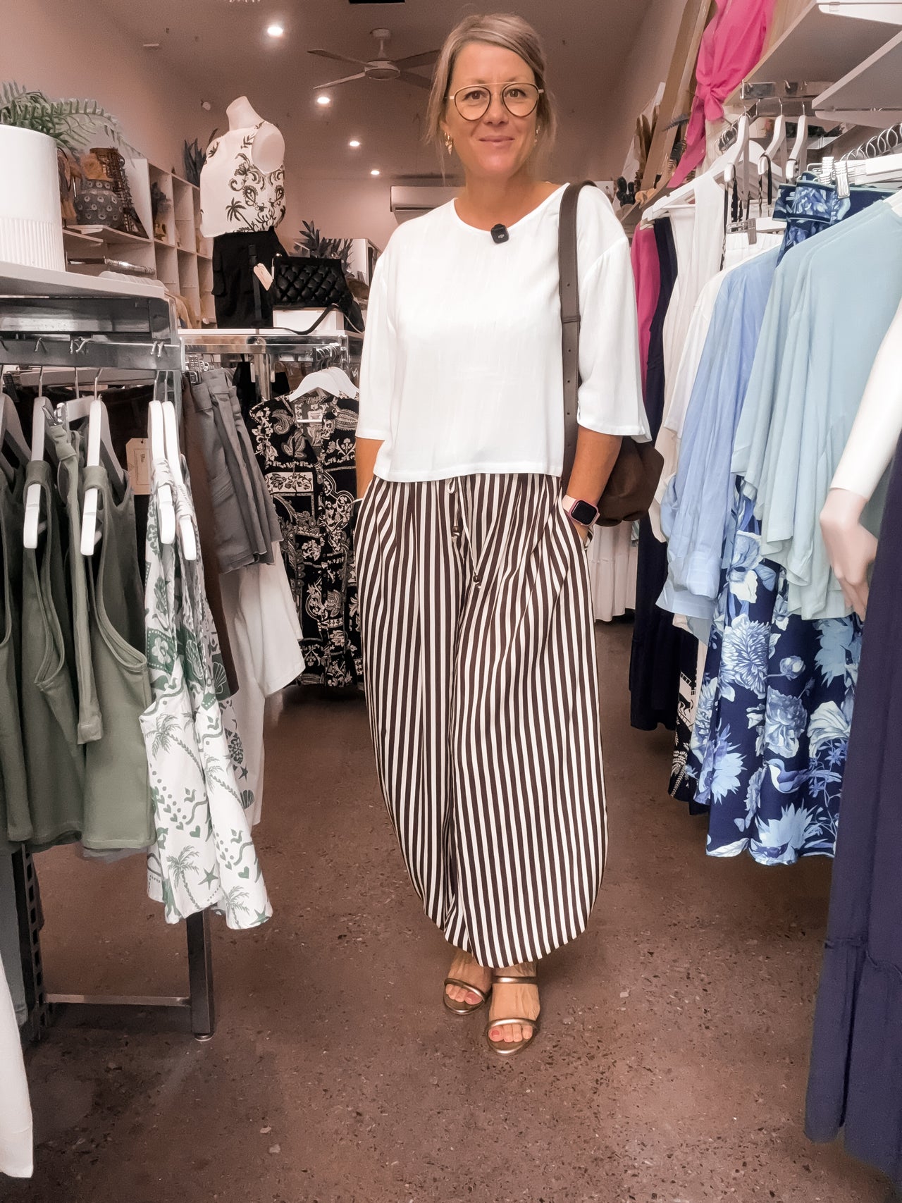 Beau Balloon Pants - Choc Stripe