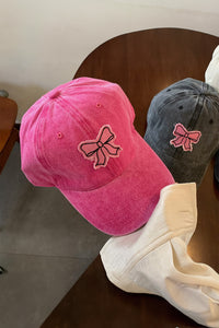 Thumbnail for Rose Red Bow Knot Patchwork Washed Adjustable Baseball Cap