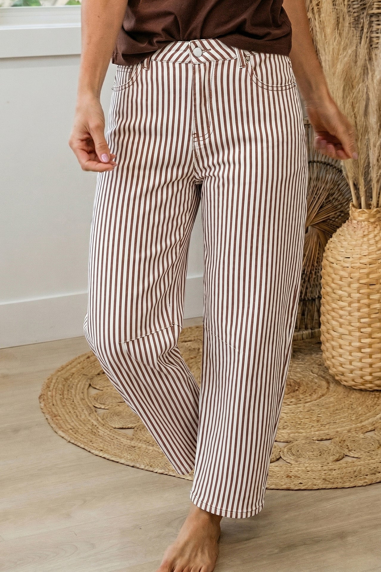 Violet Stripe Jean - Brown