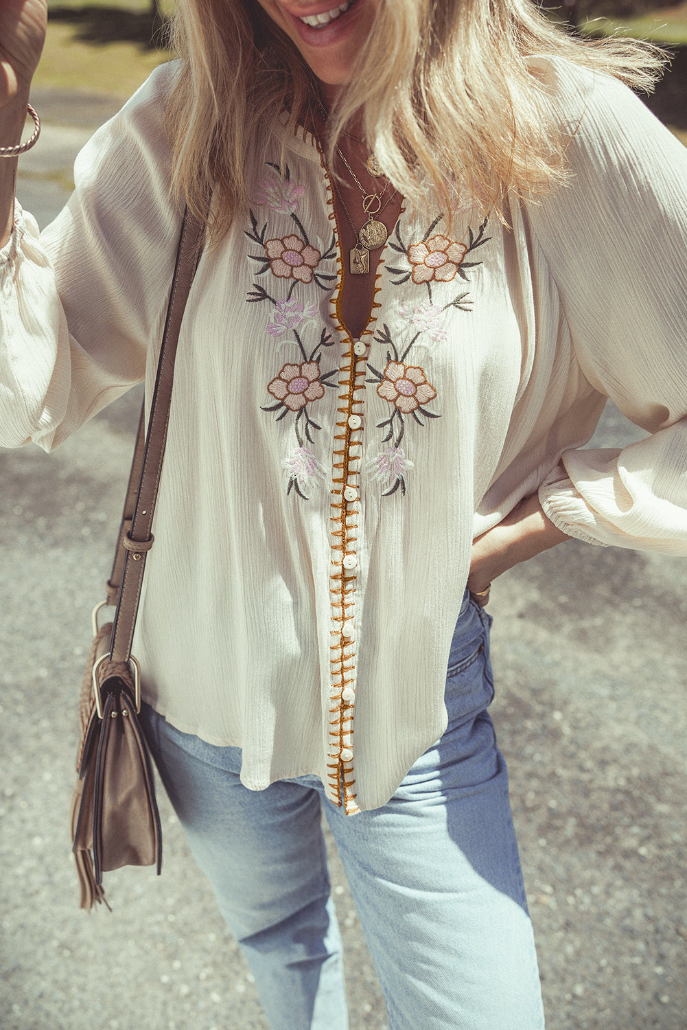 Fleur Embroidered Shirt - Off White