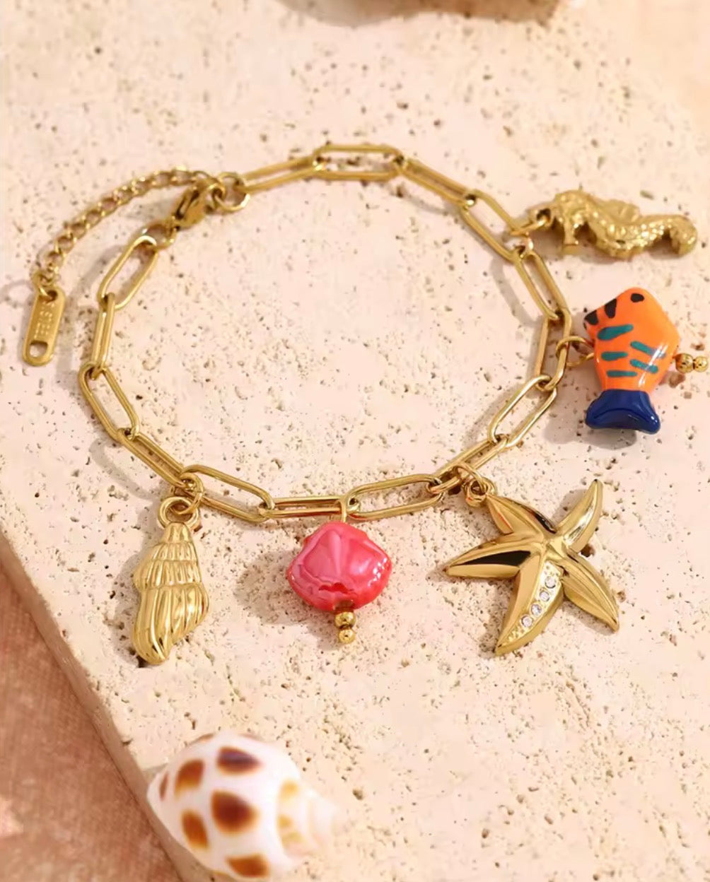 Coastal  Charm Bracelet - orange fish