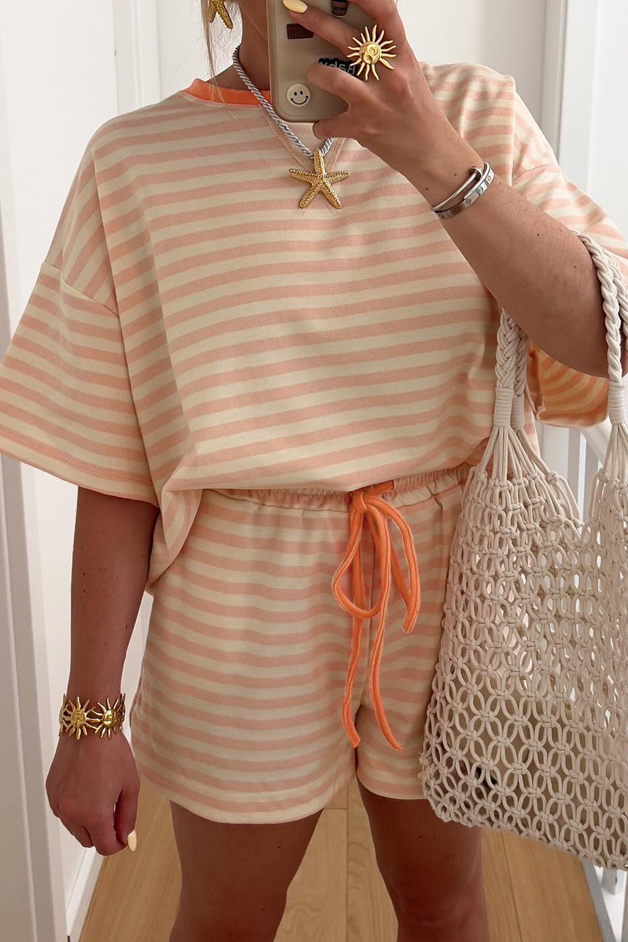 Posy Stripe Set - Tangarine